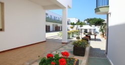 Spazi esterni con fiori e tendone.