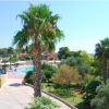 Palme e giardino vicino a una piscina.
